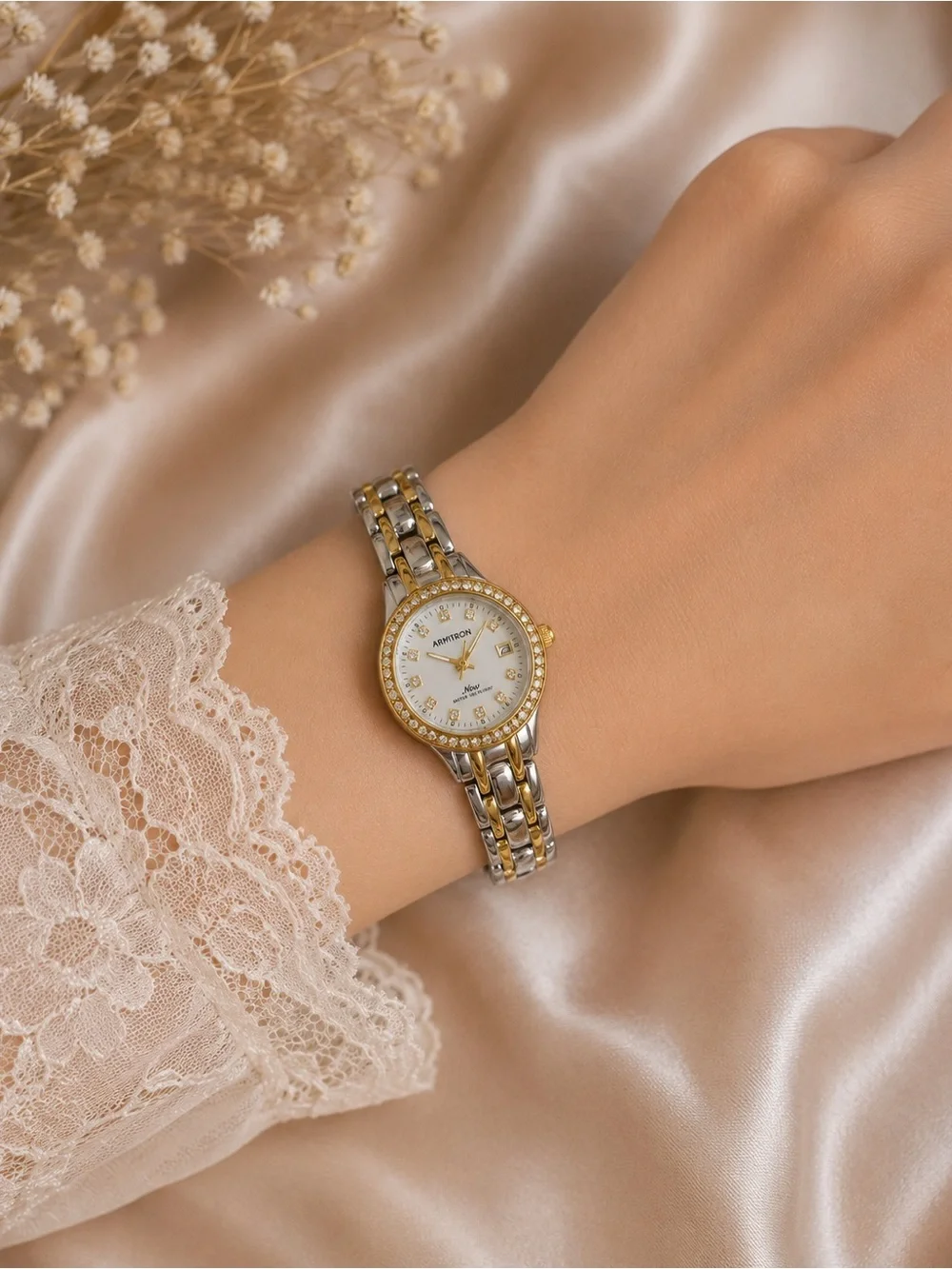 Armitron Two-Tone Gold and Silver Crystal Accent Women's Bracelet Watch